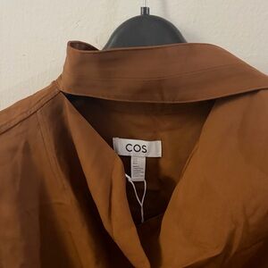 NWT COS brown cutout drape scarf blouse